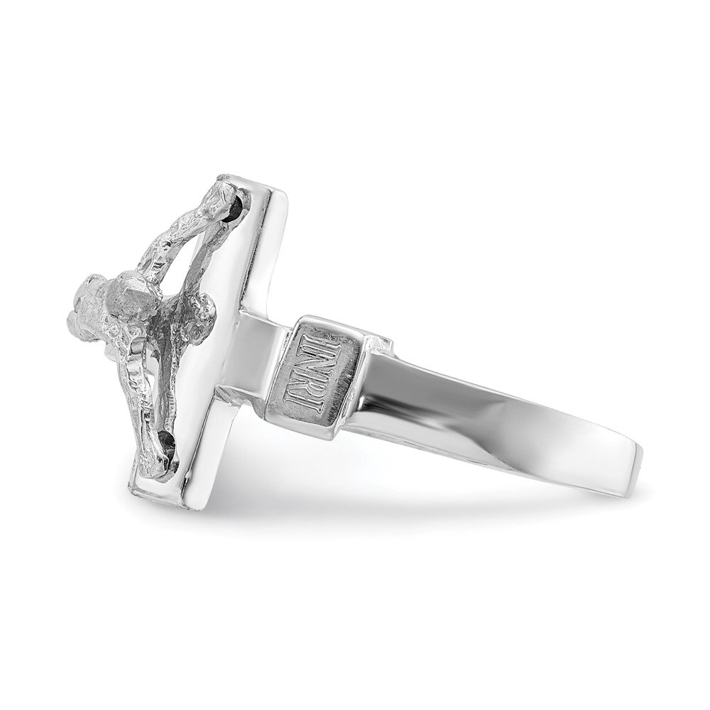 High-Quality 14K White Gold Polished INRI Crucifix Ring | Stylish Value Piece