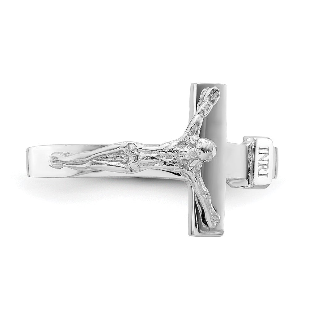 High-Quality 14K White Gold Polished INRI Crucifix Ring | Stylish Value Piece