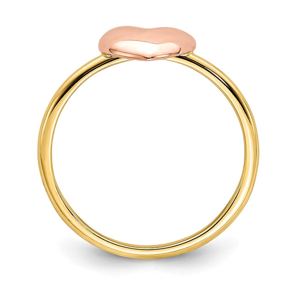 14K Two-Tone Heart Ring, Polished