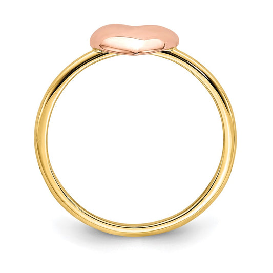 Exclusive 14K Two-Tone Heart Ring - Stylish Design, Polished Finish