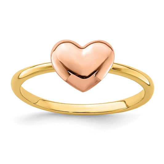 Exclusive 14K Two-Tone Heart Ring - Stylish Design, Polished Finish