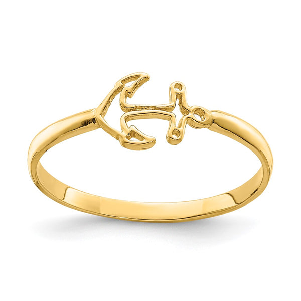 14K Shiny Anchor Ring