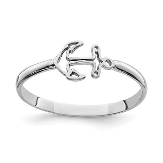 Designer 14K White Gold Polished Anchor Ring - Stylish & Affordable Jewelry