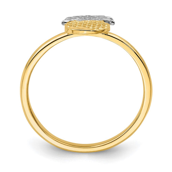 14K Gold Pineapple Ring with White Rhodium