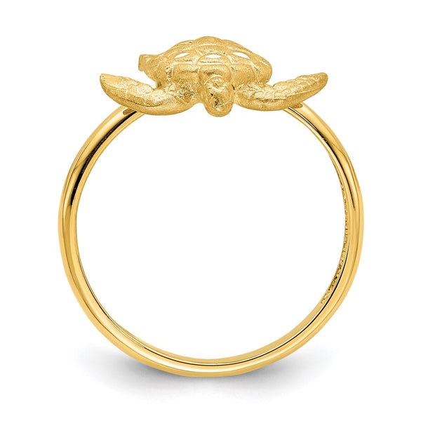 14K Dual Finish Turtle Ring - Brushed Polished, 6g