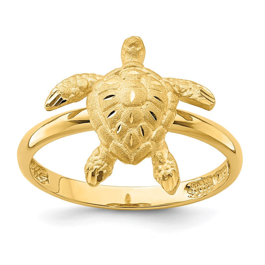Buy Stylish 14K Dual Finish Turtle Ring - Brushed & Polished Design, 6g