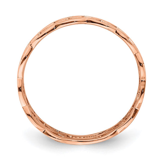 High-Quality 14K Rose Gold Woven Band Ring - Stylish & Affordable Luxury