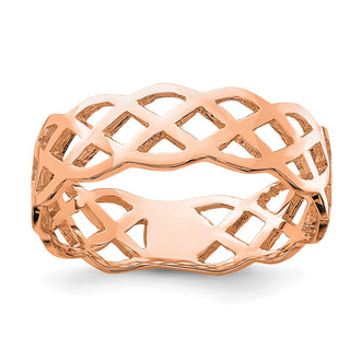 High-Quality 14K Rose Gold Woven Band Ring - Stylish & Affordable Luxury