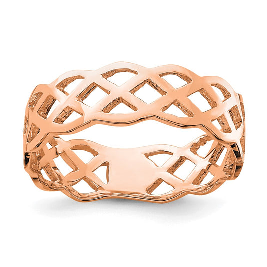 High-Quality 14K Rose Gold Woven Band Ring - Stylish & Affordable Luxury