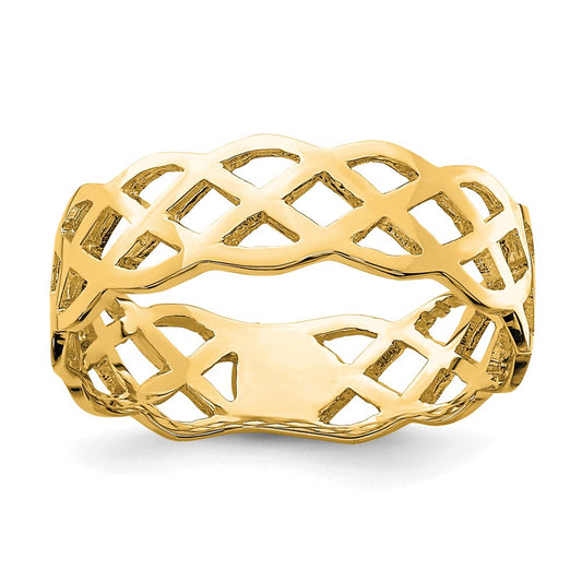 Order Stylish 14K Polished Woven Band Ring - Affordable Luxury, 6mm Width