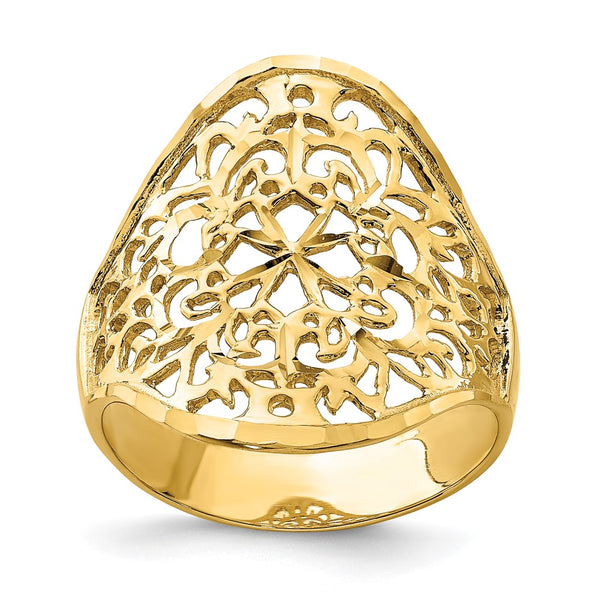 14K Gold Polished Filigree Ring - Style GR1-1002058