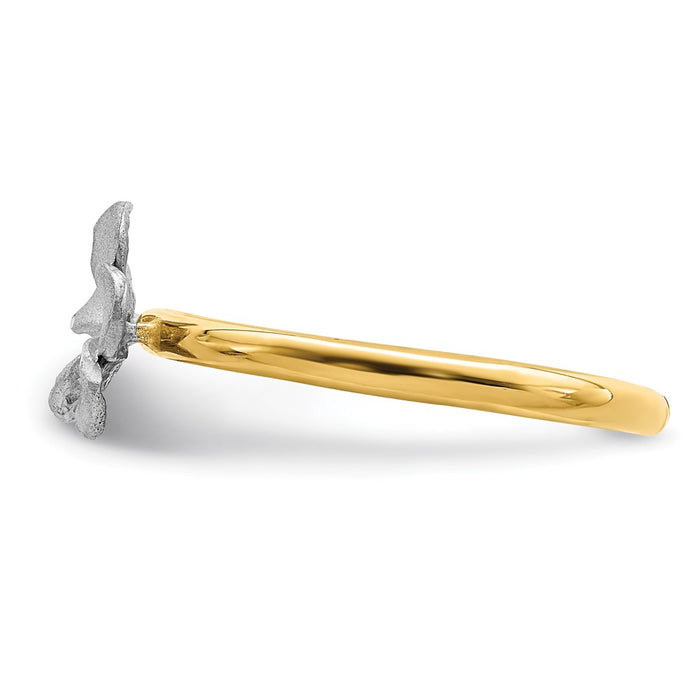 Buy Stylish 14K Two-Tone Plumeria Flower Ring - Brushed & Polished Finishes-3