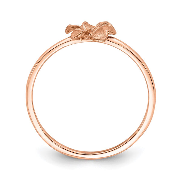 14K Rose Gold Plumeria Ring, Brushed Polished