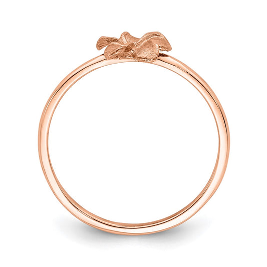 High-Quality 14K Rose Gold Plumeria Ring, Stylish Brushed & Polished Design