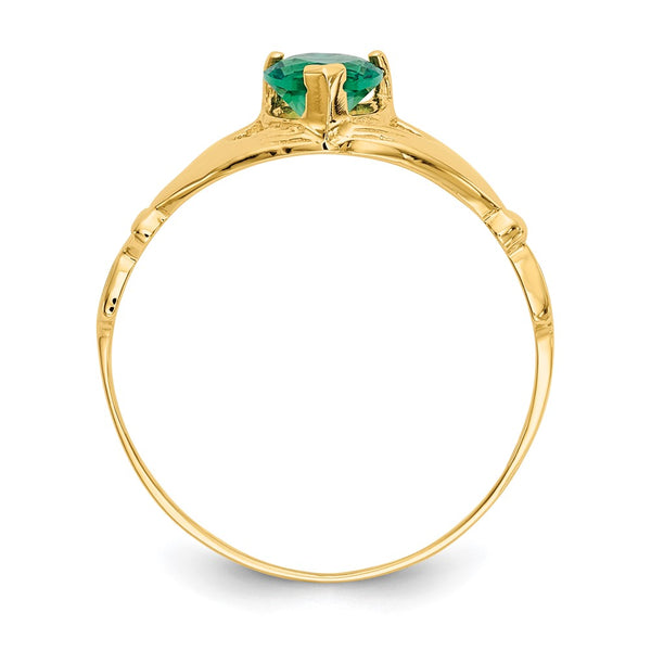 14K Green Cubic Zirconia Claddagh Ring