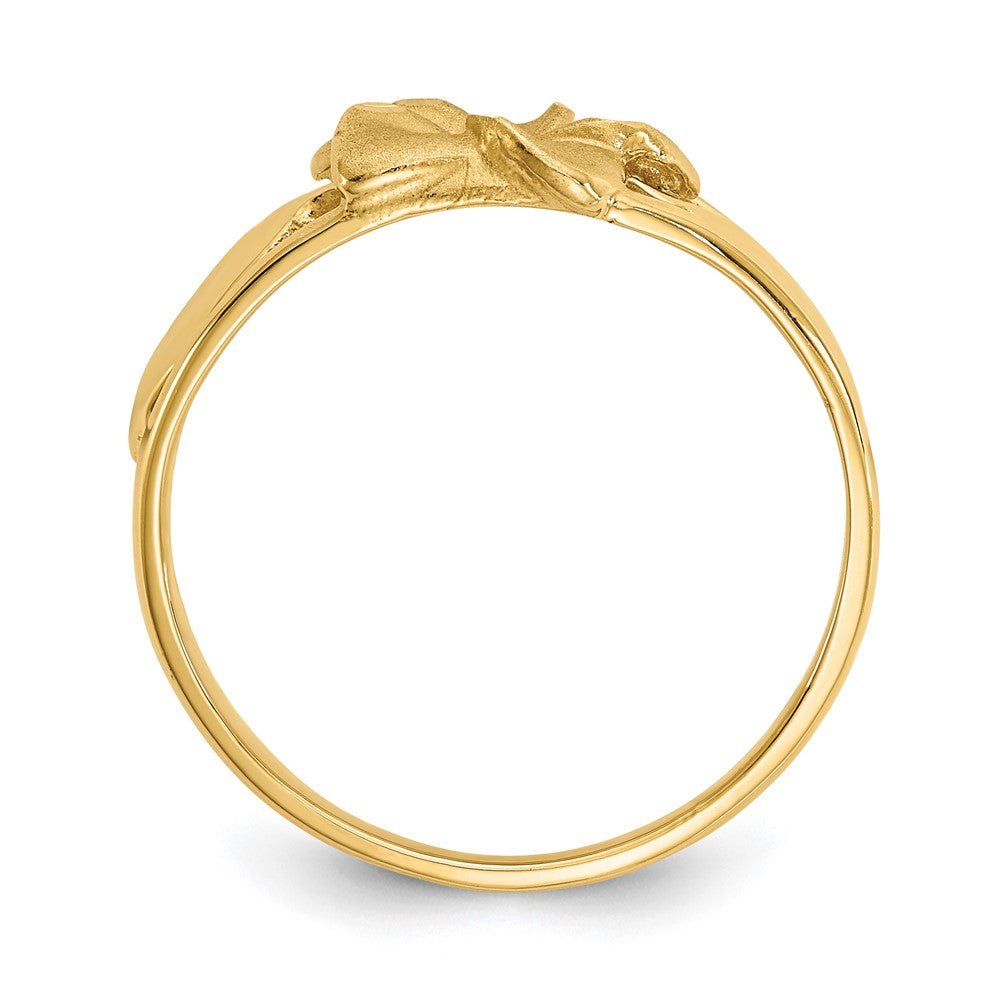 Shop 14K Gold Satin Finish Plumeria Ring with Diamond-Cut Accents, Stylish!