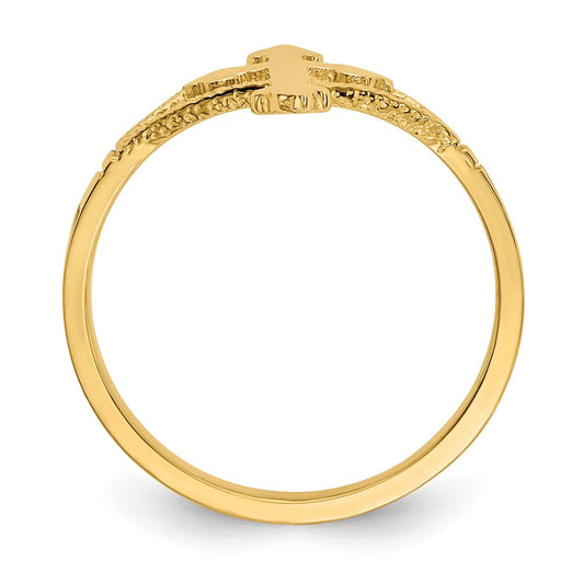 High-quality 14K Gold Polished Cross Ring - Stylish Luxury at an Affordable Price