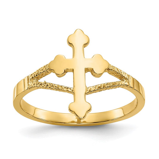 High-quality 14K Gold Polished Cross Ring - Stylish Luxury at an Affordable Price