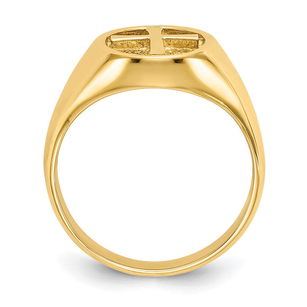 14K Gold Polished Eternal Life Cross Band Ring