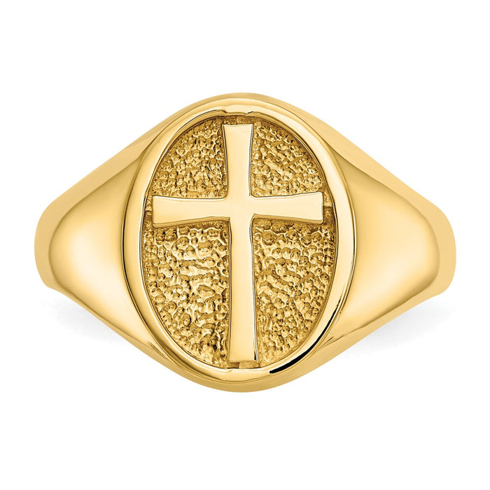 High-Quality 14K Gold Polished Eternal Life Cross Band Ring - Stylish Value-4