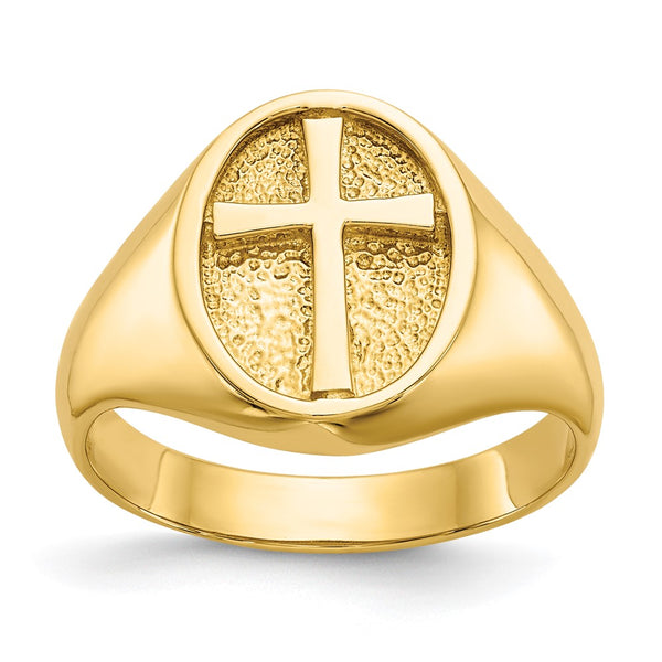14K Gold Polished Eternal Life Cross Band Ring