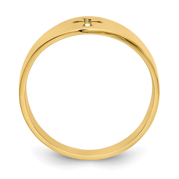 14K Gold Polished Cut-Out Cross Ring
