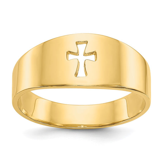 Shop 14K Gold Polished Cut-Out Cross Ring | Stylish Design, Affordable Luxury
