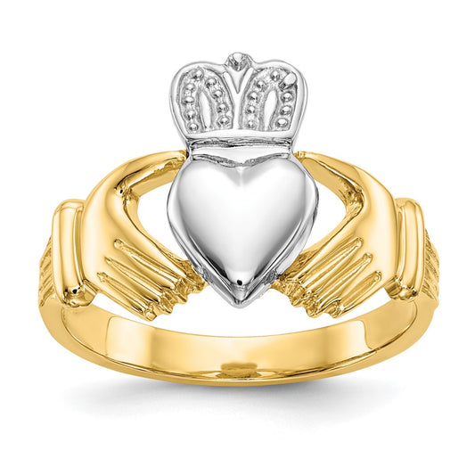 Buy Stylish 14K Two-Tone Men's Claddagh Ring - High-Quality Design