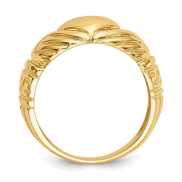14K Polished Domed Claddagh Band Ring