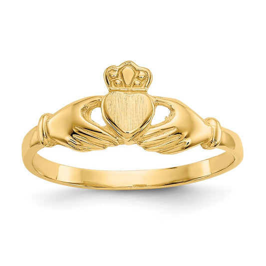 Exclusive 14K Gold Claddagh Ring - Stylish Polished & Satin Finish, Affordable Price
