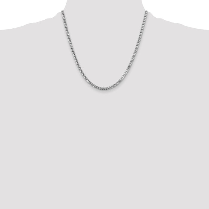 Buy 4.25mm Solid Miami Cuban Link Chain in 14K White Gold - Stylish Luxury!-4