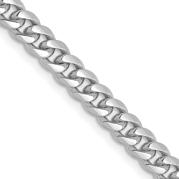 14K White Gold 4.25mm Solid Miami Cuban Link Chain