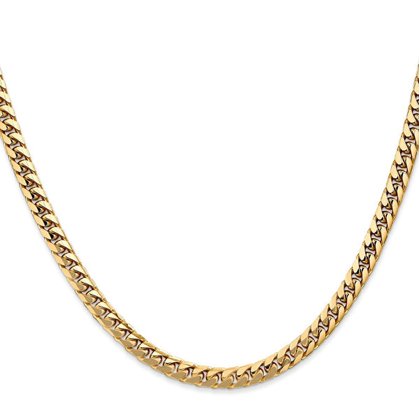 14K Solid Miami Cuban Link Chain - 22 Inch, 4.3mm, Lobster Clasp