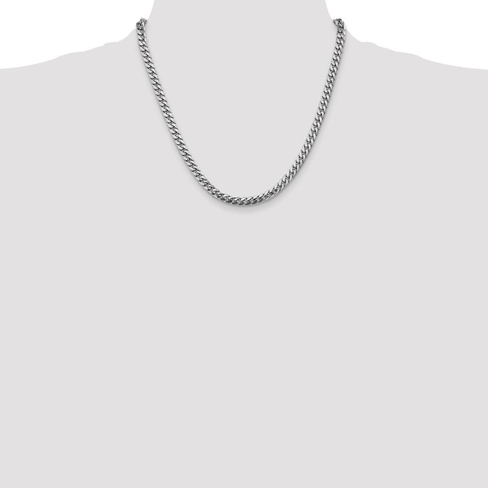 Buy 14K White Gold 20-Inch 5mm Solid Miami Cuban Link Chain - Stylish Luxury!-4