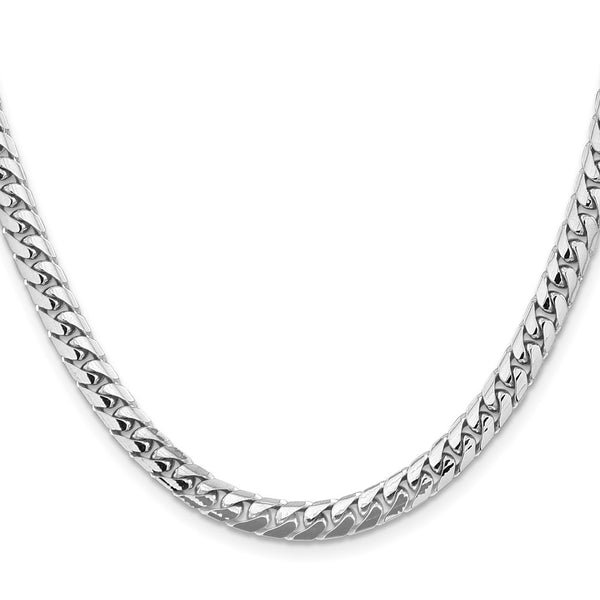14K White Gold Cuban Link Chain - 5.5mm