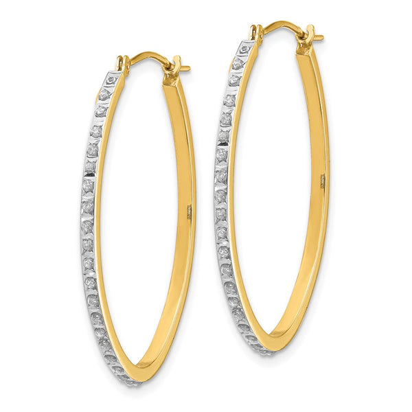 14K Gold Oval Hinged Hoop Earrings with Diamond Accents - Style GR1-1002144