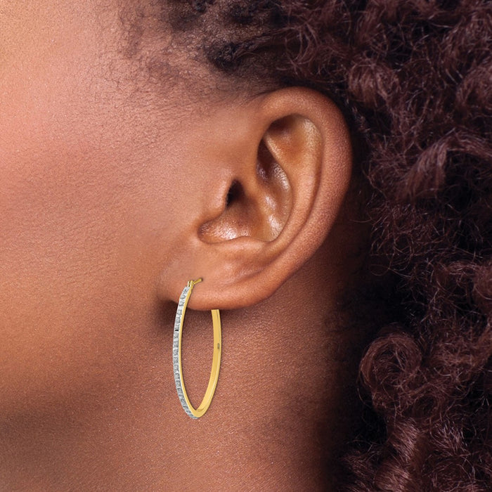 Buy Stylish 14K Gold Oval Hinged Hoop Earrings with Diamond Accents-3