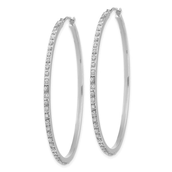 14K White Gold Hinged Hoop Earrings with Large Diamonds