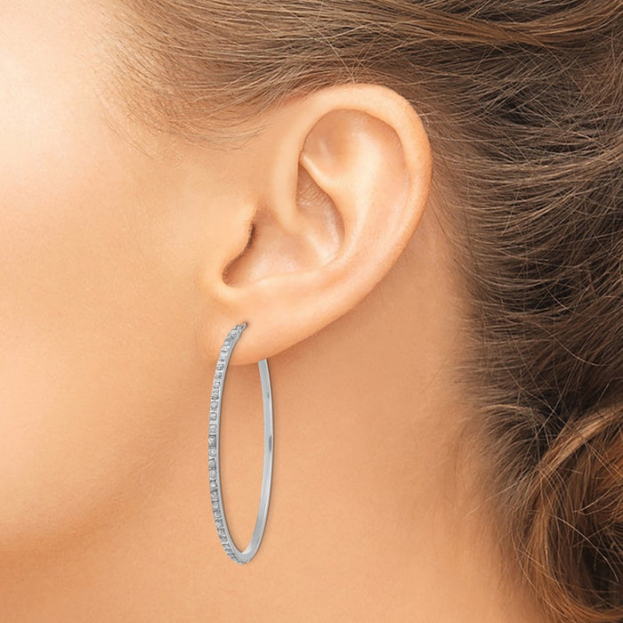 Buy Stylish 14K White Gold Hinged Hoop Earrings with Large Diamonds - Luxury Design-3