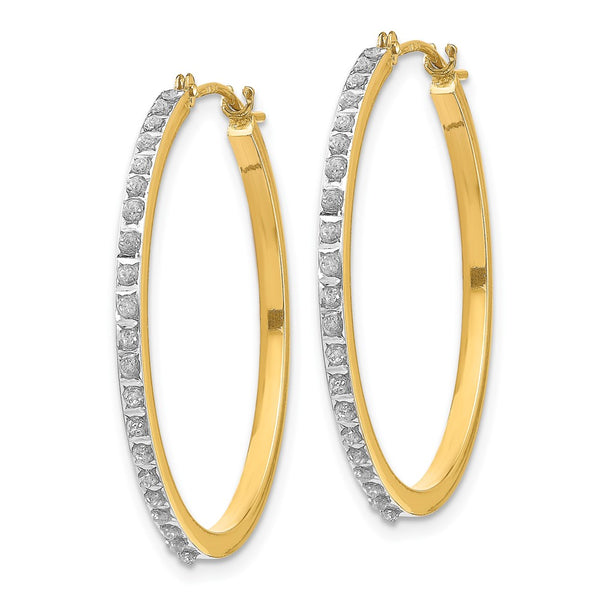 14K Gold Diamond-Encrusted Round Hoop Earrings - Style GR1-1002274