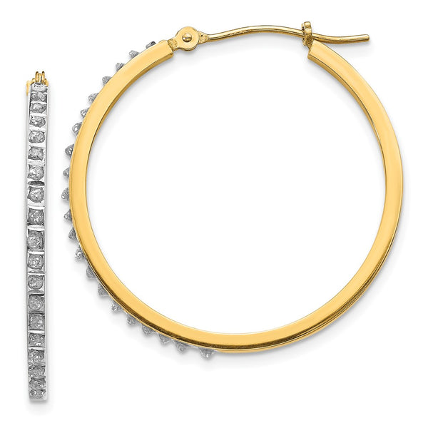 14K Gold Diamond-Encrusted Round Hoop Earrings - Style GR1-1002274