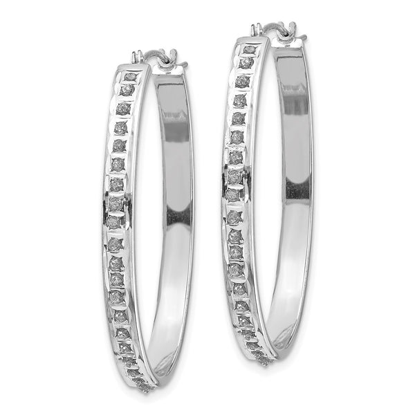 14K White Gold Oval Hinged Hoop Earrings with Diamond Accents - Style GR1-1016501
