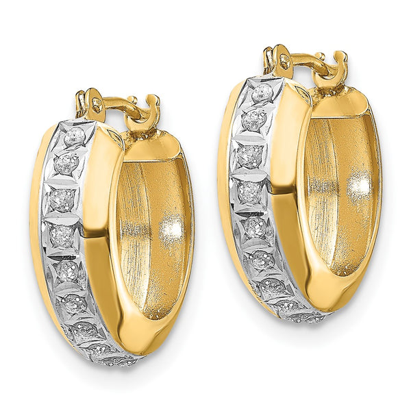 14K Gold Diamond-Studded Round Huggy Hoop Earrings
