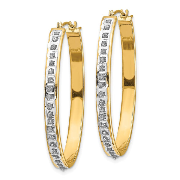 14K Gold Oval Hinged Hoop Earrings with Diamond Accents - Style GR1-1016504