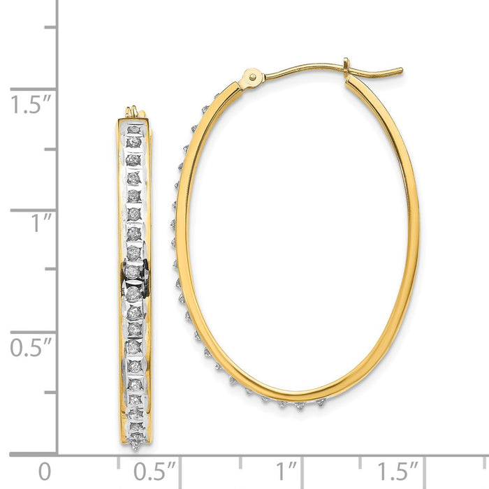 Shop Stylish 14K Gold Oval Hinged Hoop Earrings with Diamond Accents-4