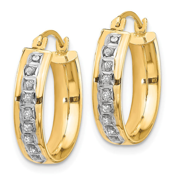 14K Diamond-Encrusted Round Hoop Earrings