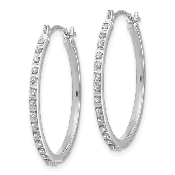 14K White Gold Diamond-Studded Round Hoop Earrings