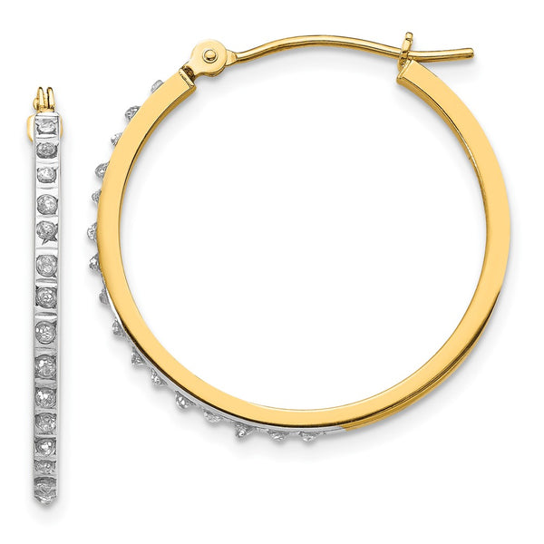 14K Gold Diamond-Studded Round Hinged Hoop Earrings - Style GR1-1002282