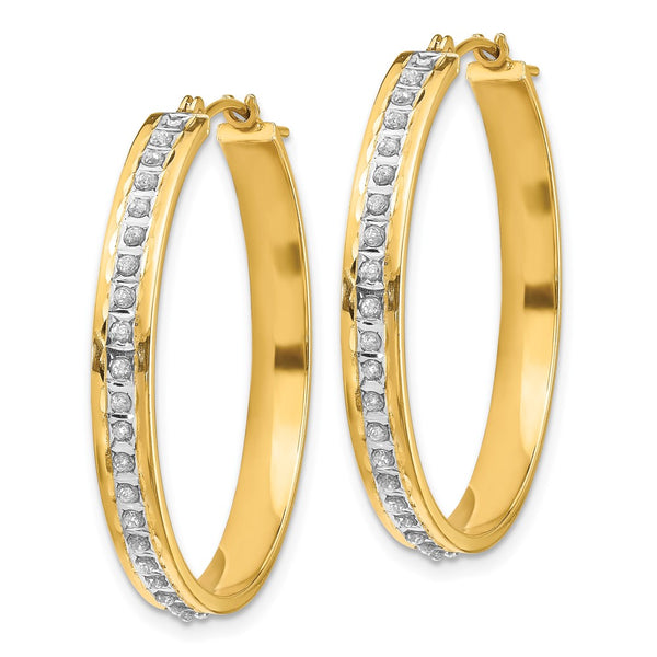 14K Gold Diamond-Studded Round Hoop Earrings - Style GR1-1016511