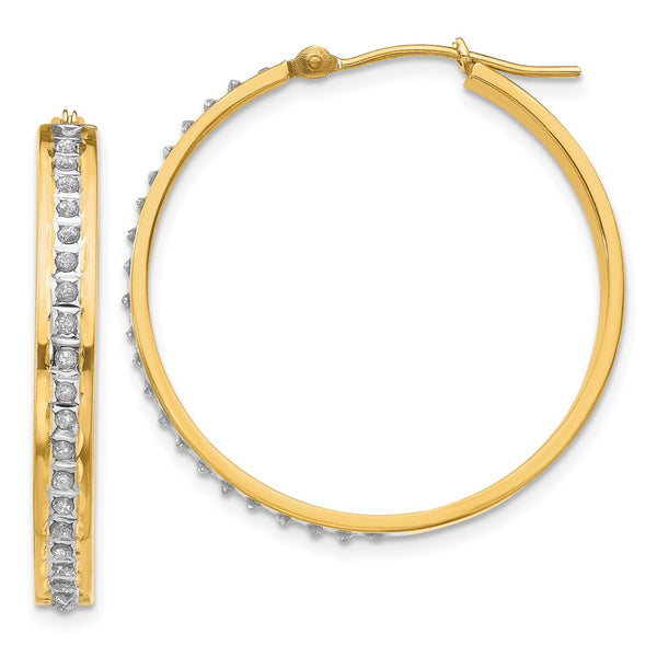 14K Gold Diamond-Studded Round Hoop Earrings - Style GR1-1016511
